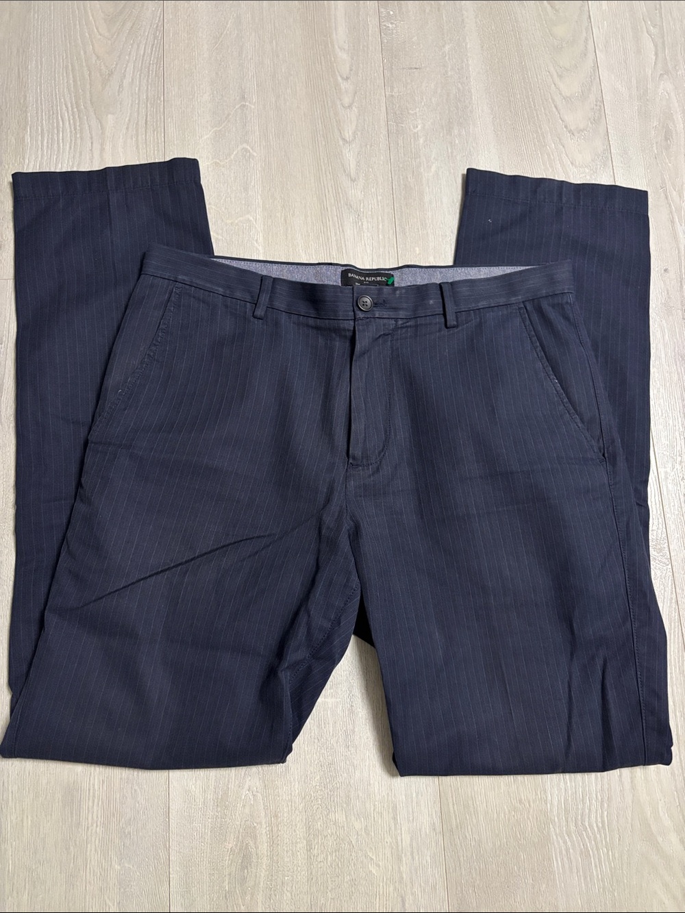 🔥BUNDLESALE Mens 33/34 Banana Republic Kentfield Pant Navy Pinstripe Chinos